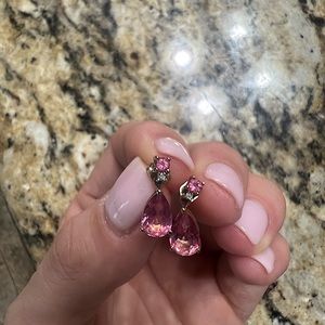 Pink tourmaline & diamond pendant and with matching earrings.